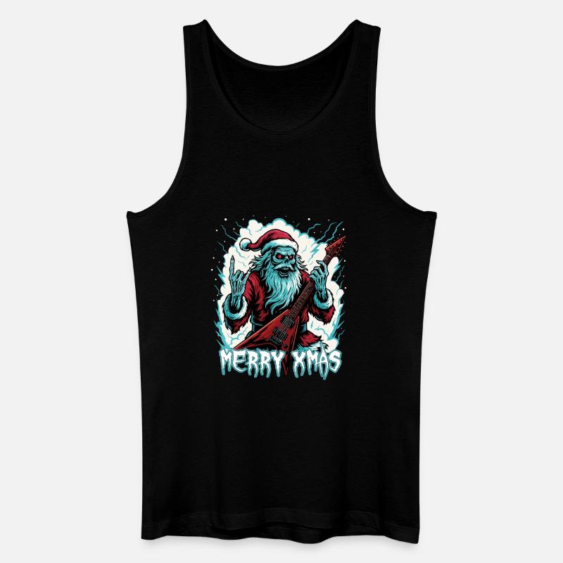 Santa Doom mit E-Gitarre - Männer Bio Tank Top - Schwarz