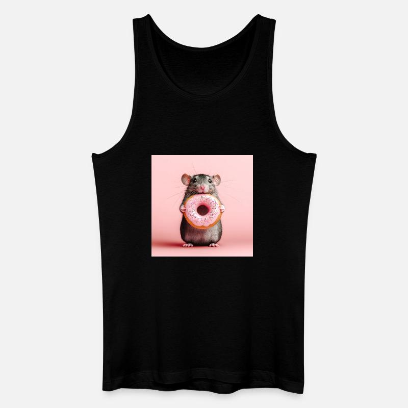 Süße Maus mit buntem Donut - Männer Bio Tank Top - Schwarz