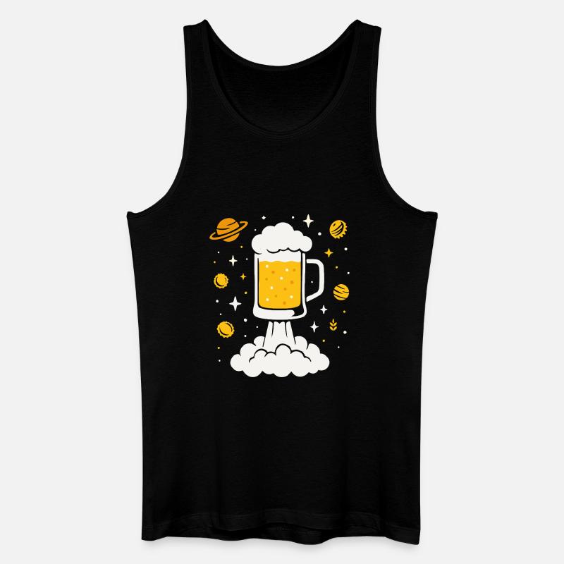 Bier-Rakete im All - Männer Bio Tank Top - Schwarz