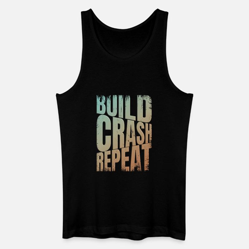Drohne build crash repeat Spruch - Männer Bio Tank Top - Schwarz