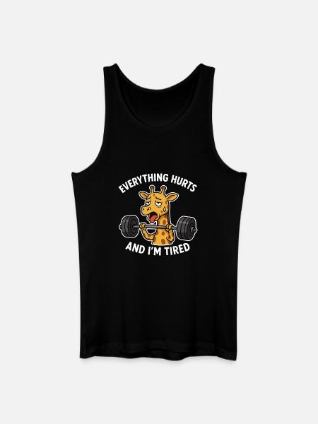 Tired Giraffe Lift Weights Illustration - Men’s Organic Tank Top - black