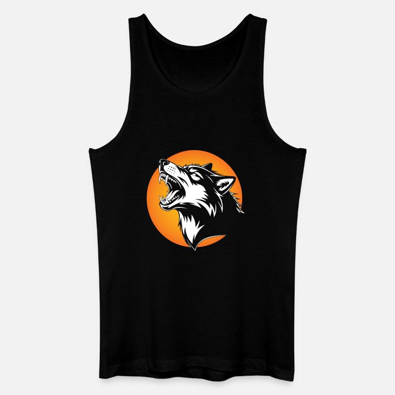 Wolfskopf in kontrastierender Silhouette - Männer Bio Tank Top - Schwarz