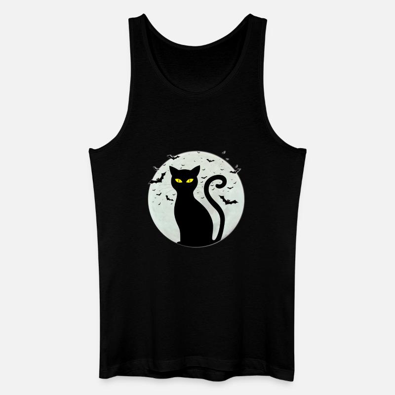Black_cat-full_moon - Männer Bio Tank Top - Schwarz