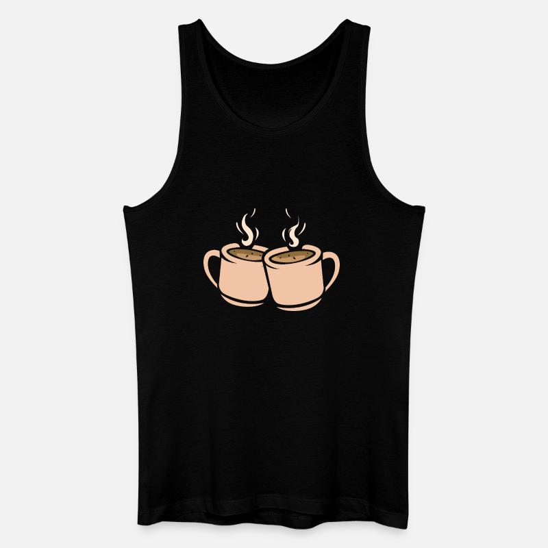 Zwei Kaffeetassen Illustration - Männer Bio Tank Top - Schwarz