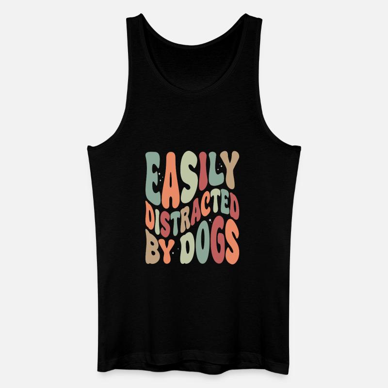 Easily Disctracted By Dogs - Männer Bio Tank Top - Schwarz