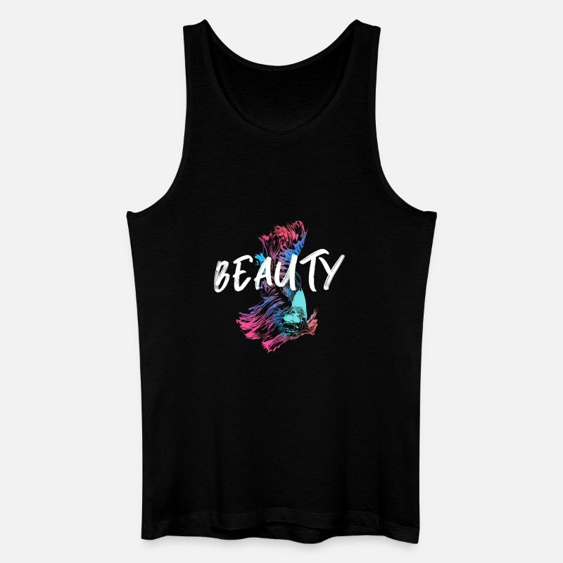 Bunte Kampffisch-Illustration mit Mot Beauté - Männer Bio Tank Top - Schwarz