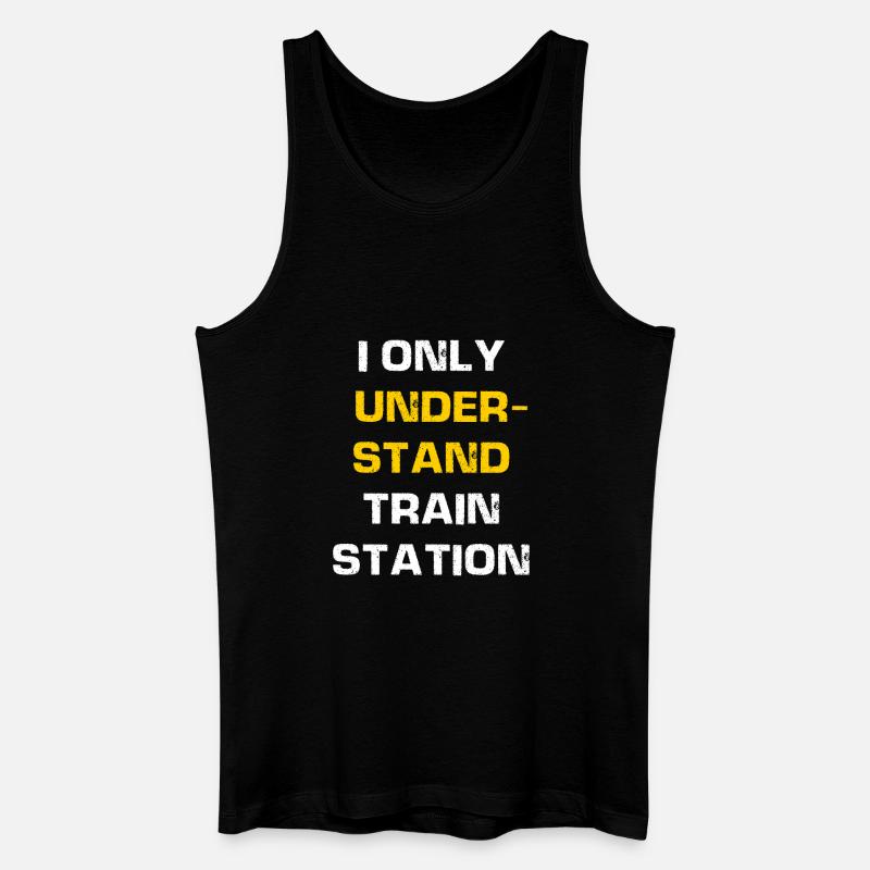 I only understand train station - Männer Bio Tank Top - Schwarz
