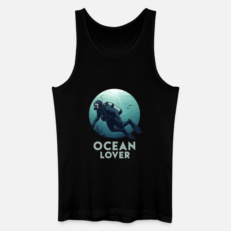 Ocean Lover Taucher - Männer Bio Tank Top - Schwarz