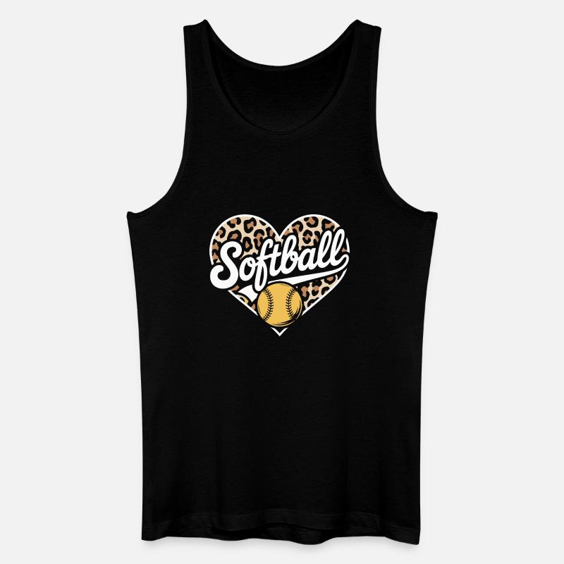 Leopard Muster Softball Herz Design - Männer Bio Tank Top - Schwarz