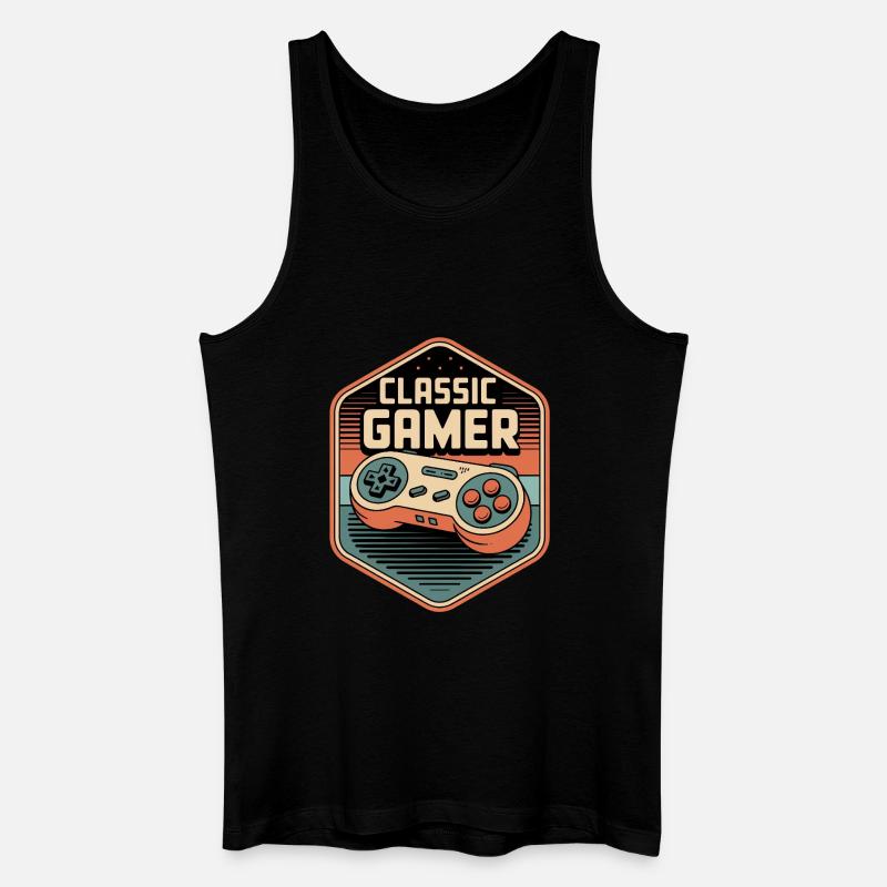 Classic Gamer Retro Controller Badge - Männer Bio Tank Top - Schwarz