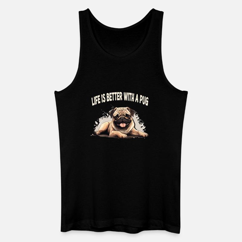 Life is better with a pug - Männer Bio Tank Top - Schwarz