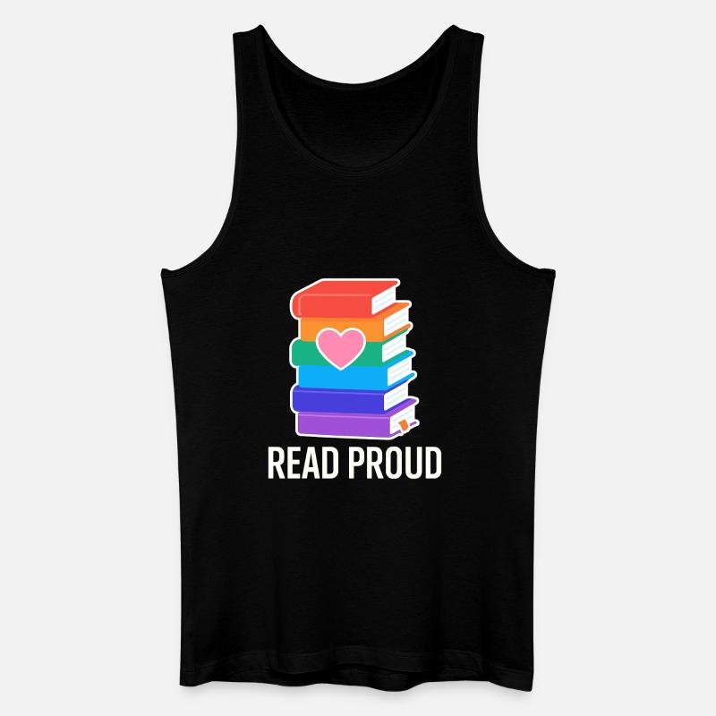 Lese Stolz Mit Regenbogen Herz - Männer Bio Tank Top - Schwarz