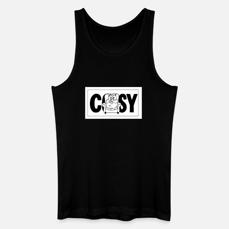 Gemütlicher Katzenkuschelsessel-Print - Männer Bio Tank Top - Schwarz