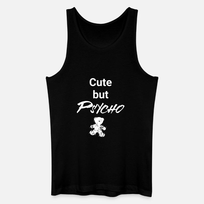 Cute but Psycho - Teddy Edition - Männer Bio Tank Top - Schwarz