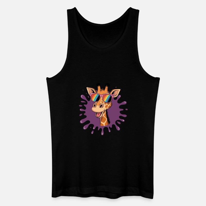 Fröhliche Giraffe Mit Regenbogenbrille Im Coolen - Männer Bio Tank Top - Schwarz