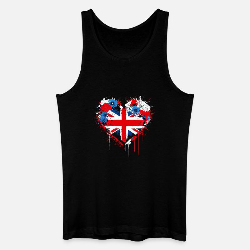 Herz von Union Jack Splash - Männer Bio Tank Top - Schwarz
