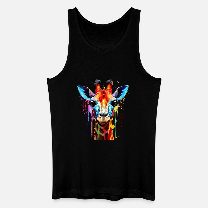 Lebendige Giraffe Farbexplosion - Männer Bio Tank Top - Schwarz