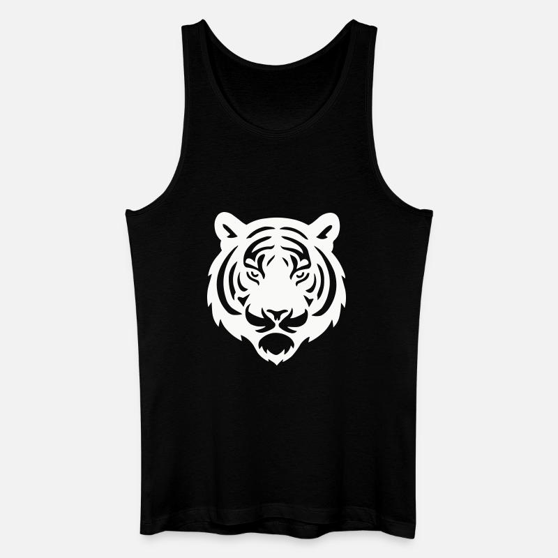 Tiger Kopf Silhouette - Männer Bio Tank Top - Schwarz