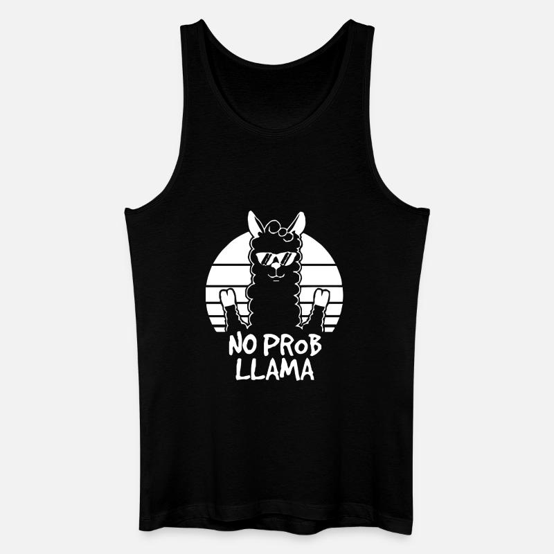 No Prob Lama Retro Sonne - Männer Bio Tank Top - Schwarz