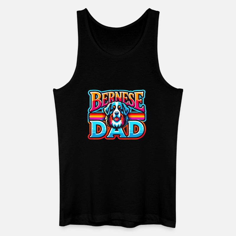 Berner Papa Regenbogen Retro, Hund Vater - Männer Bio Tank Top - Schwarz