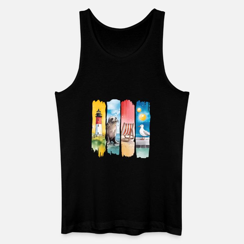 Maritim Leuchtturm Robbe Möwe Küste - Männer Bio Tank Top - Schwarz