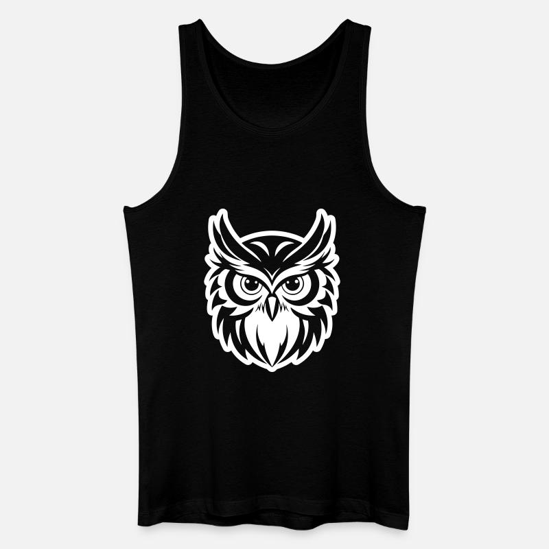 Eule Tier - Männer Bio Tank Top - Schwarz