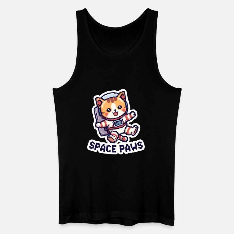 Space Paws – Pixel Cat in Space - Männer Bio Tank Top - Schwarz