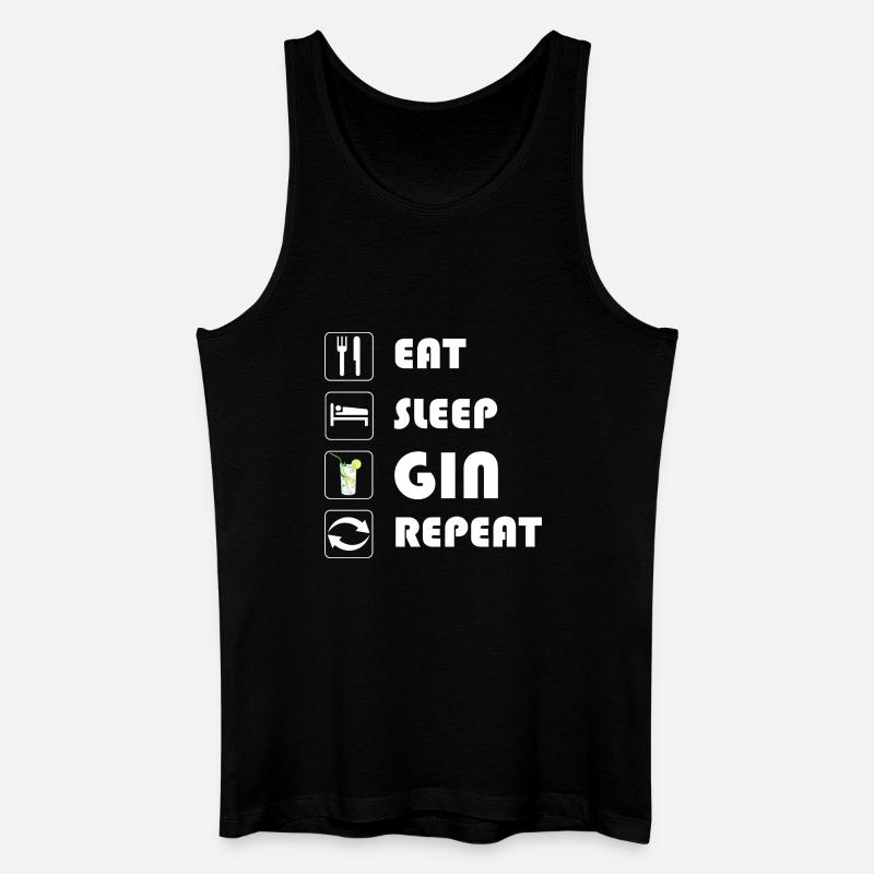 Gin Statement EAT SLEEP GIN REPEAT - Männer Bio Tank Top - Schwarz
