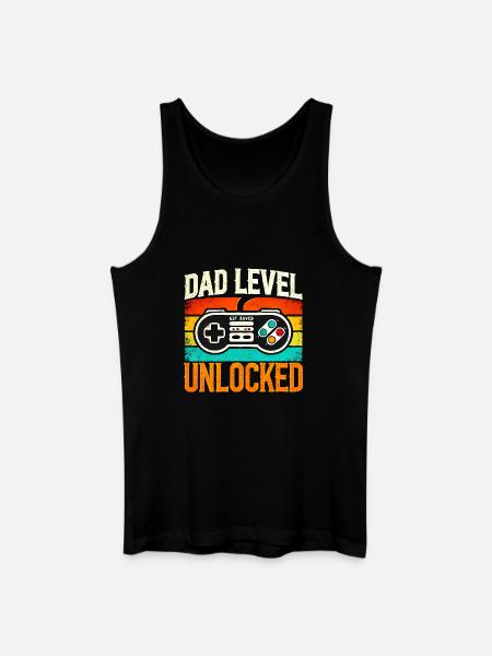 Dad Level Unlocked Retro Controller, Fathers - Men’s Organic Tank Top - black