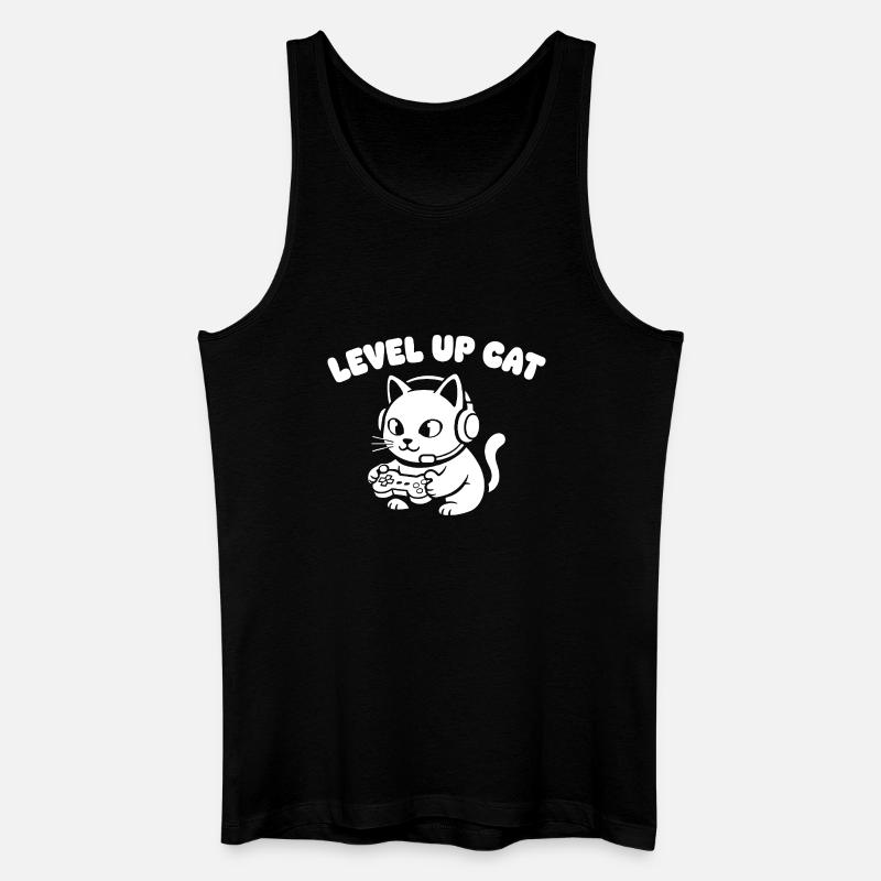 Level Up Cat Gaming - Männer Bio Tank Top - Schwarz