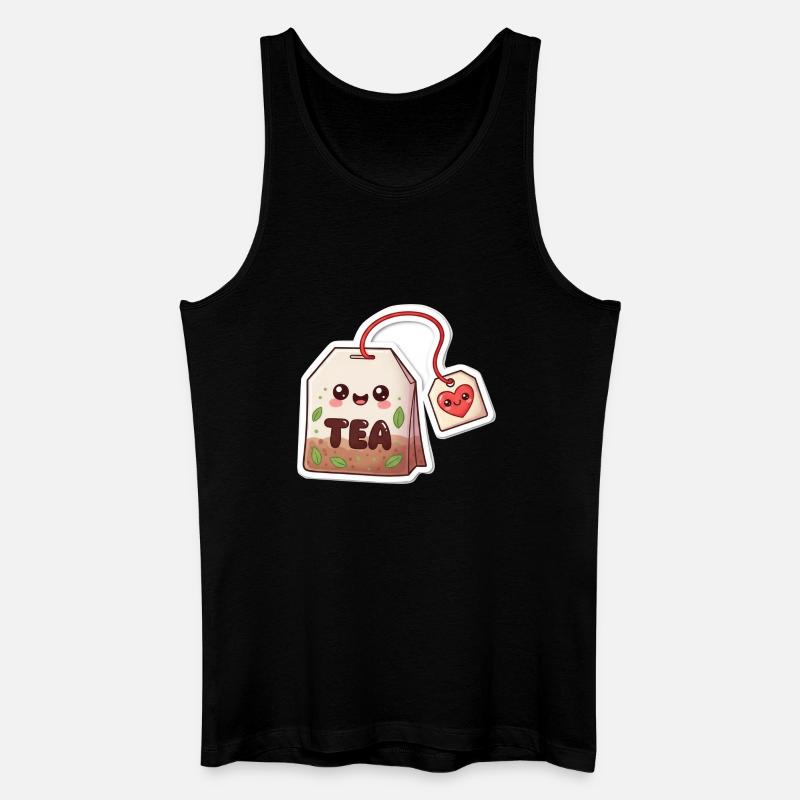 Kawaii Teebeutel Herzdesign - Männer Bio Tank Top - Schwarz