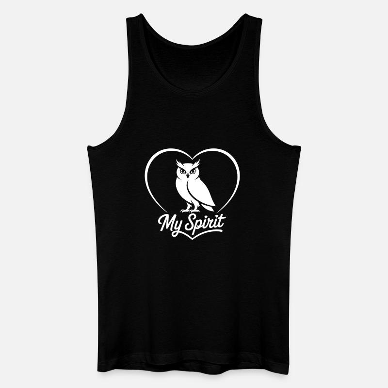 Herzbild Eule mit My Spirit - Männer Bio Tank Top - Schwarz