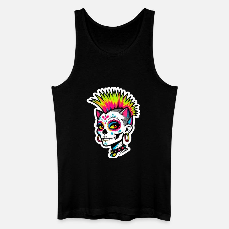 Punk Neon Totenschädel - Männer Bio Tank Top - Schwarz