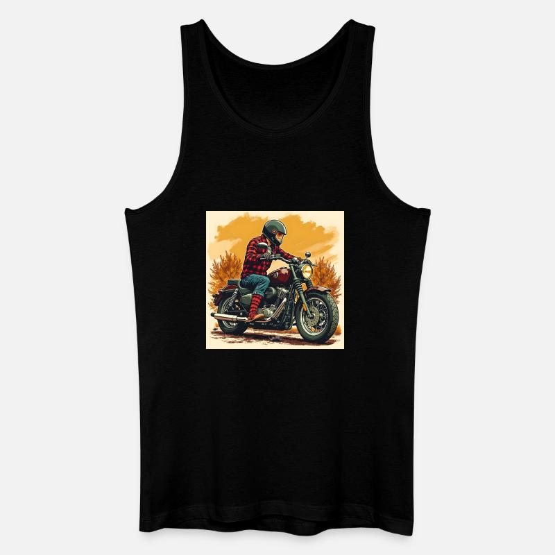 Plaid Socks + Biker Illustration - Männer Bio Tank Top - Schwarz