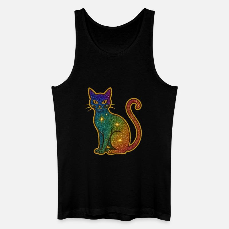 Regenbogen Glitzer Katze zu Halloween - Männer Bio Tank Top - Schwarz