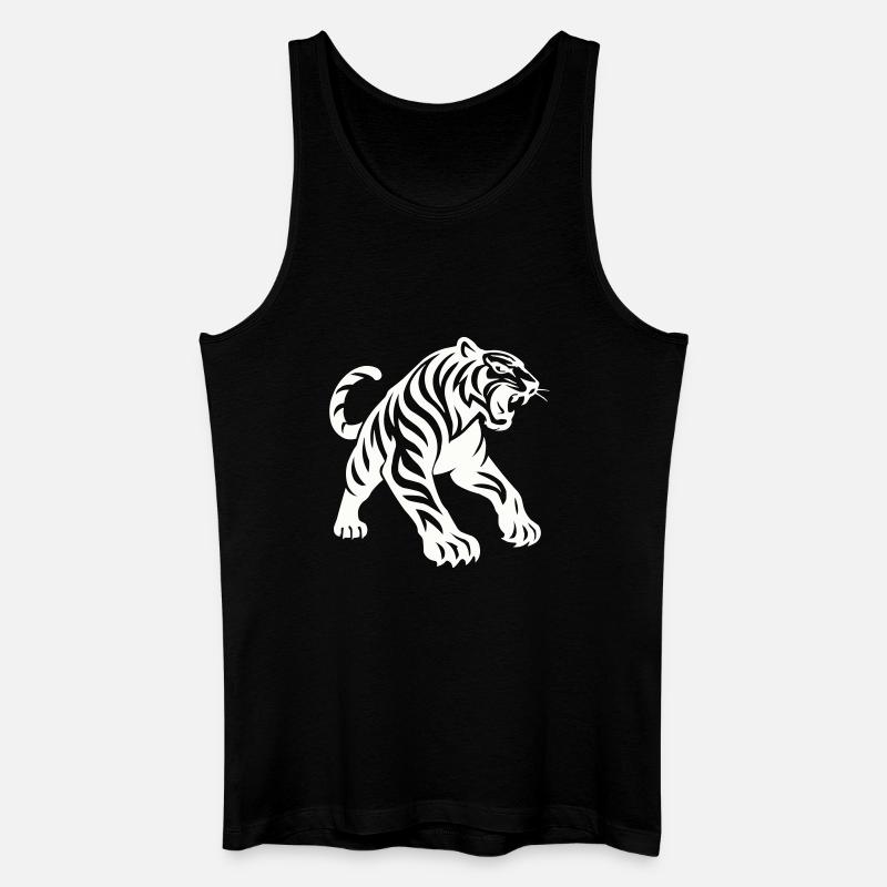 Tiger Silhouette - Männer Bio Tank Top - Schwarz