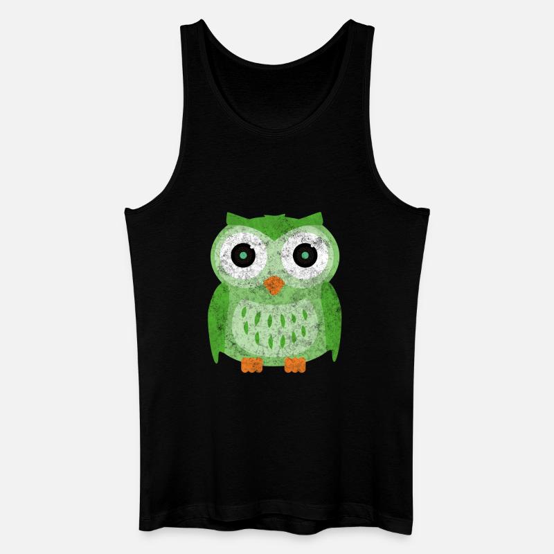 Grüne Eulen Cartoon - Männer Bio Tank Top - Schwarz