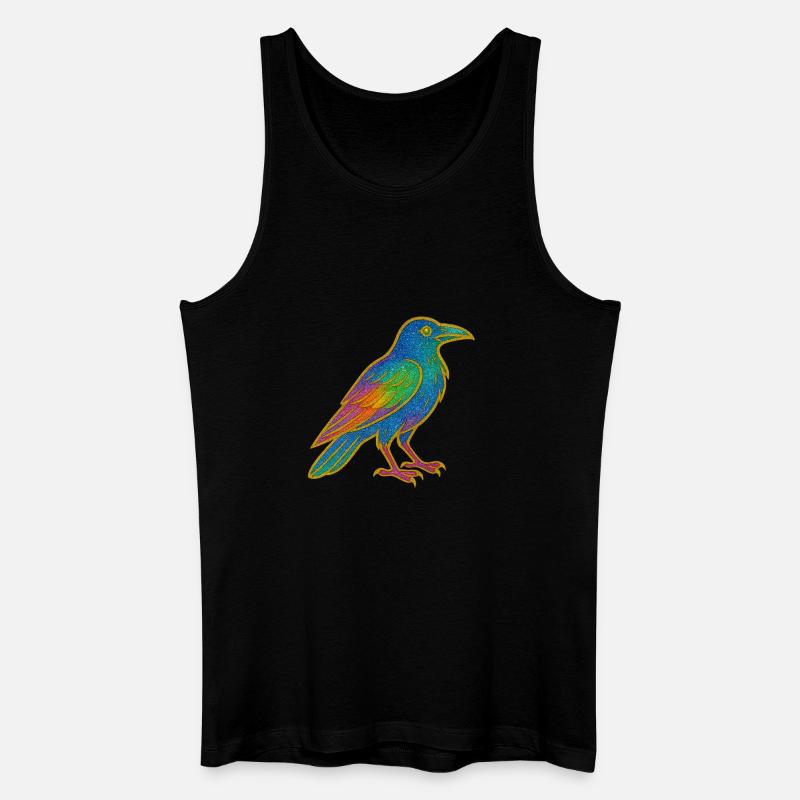 Rabe | Krähe | Regenbogen Vogel Glitzer Patch - Männer Bio Tank Top - Schwarz