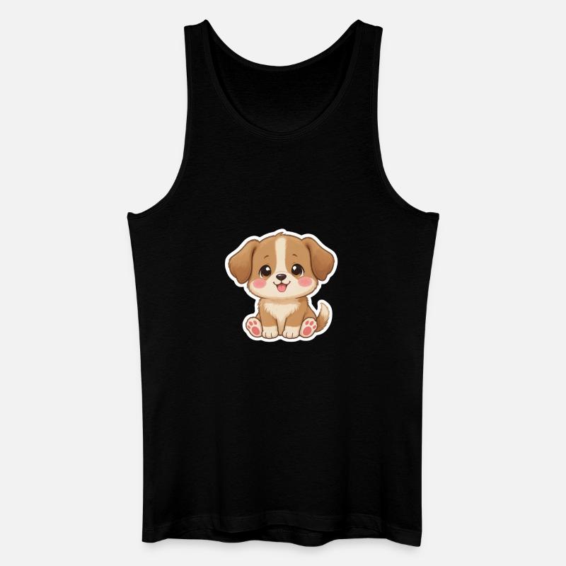 Entzückender Welpe Aufkleber - Männer Bio Tank Top - Schwarz