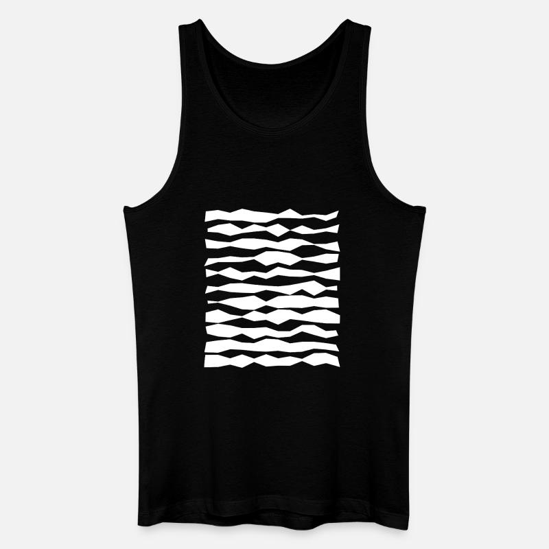 Rayures monochromes en zigzag - Débardeur bio Homme - noir