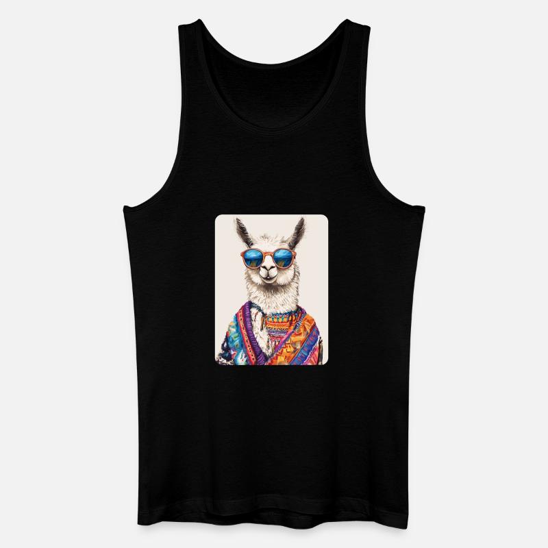 Lama - Männer Bio Tank Top - Schwarz
