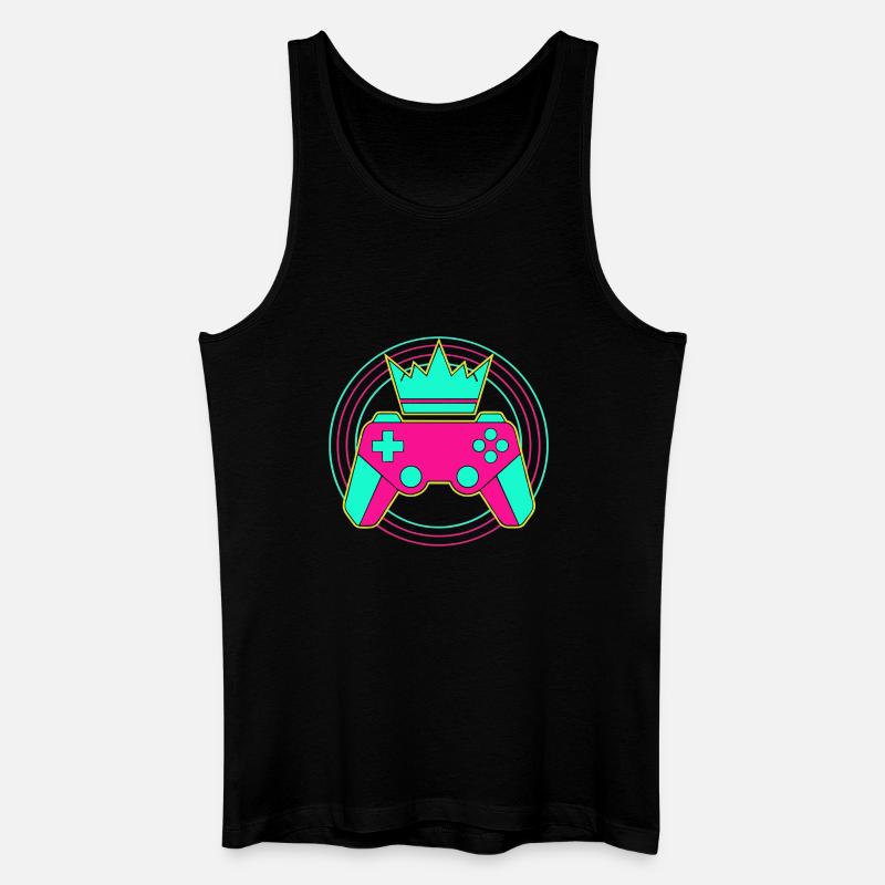 Controller Krone Neon Minimal Zocker Art - Männer Bio Tank Top - Schwarz