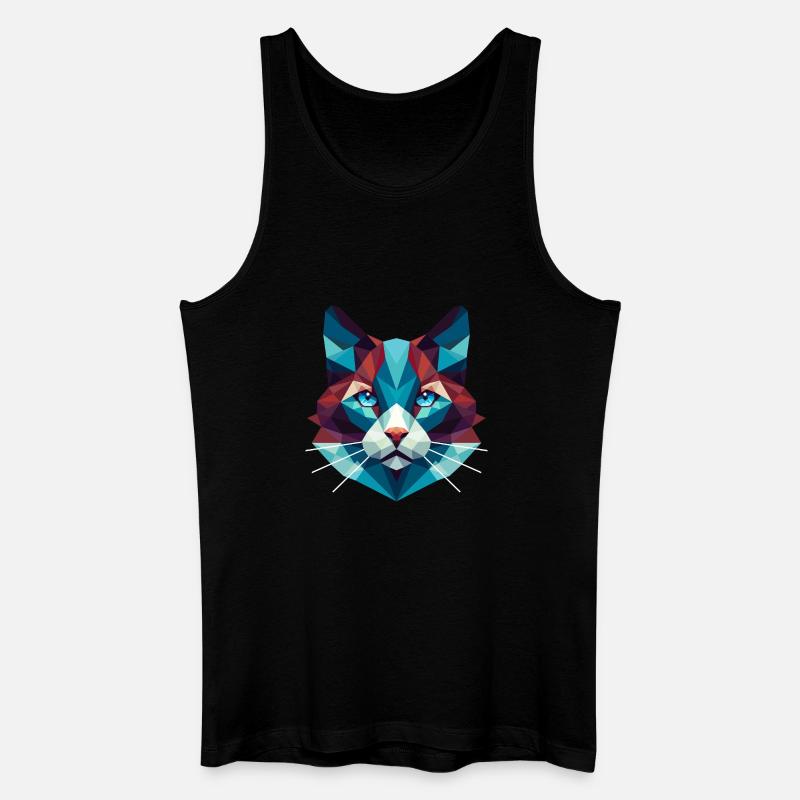 Cat Lowpoly - Männer Bio Tank Top - Schwarz