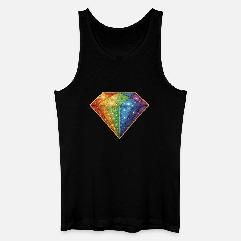 Regnbueglitterdiamant - Økologisk singlet for menn - svart