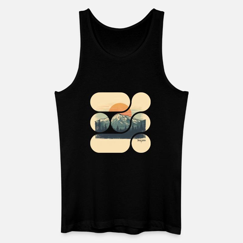 Jacaranda Retro Berglandschaft - Männer Bio Tank Top - Schwarz