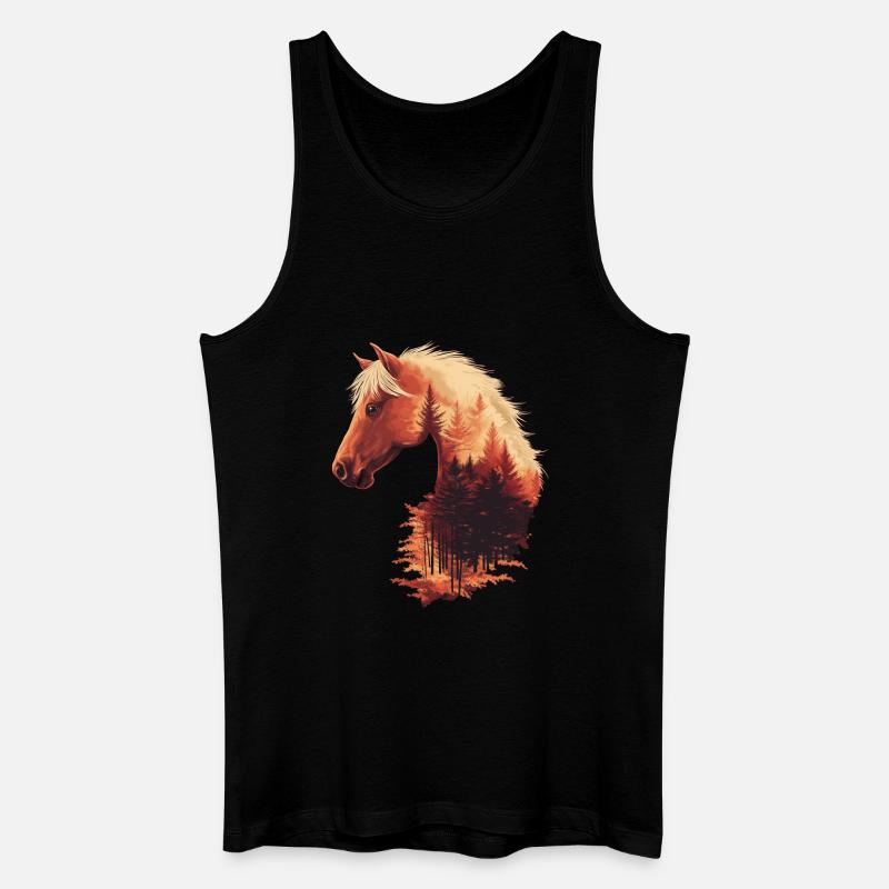 Pferd Herbst - Männer Bio Tank Top - Schwarz