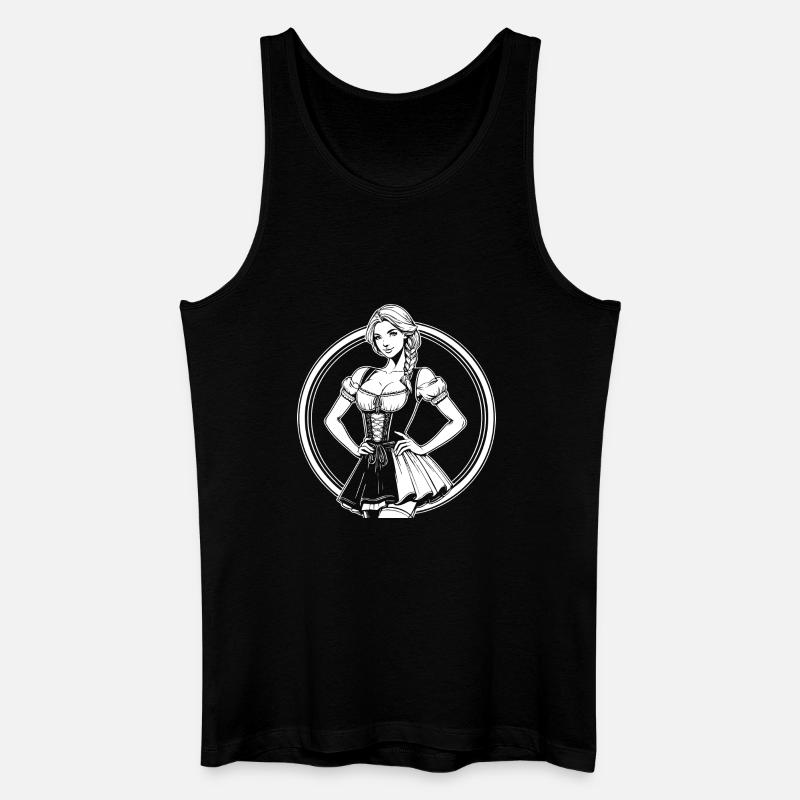 Cooles Dirndl Comic Design - Männer Bio Tank Top - Schwarz