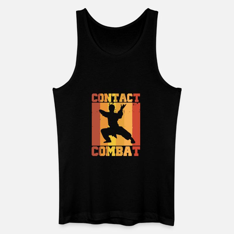 Karate Kungfu Retro Combat Contact Silhouette   - Männer Bio Tank Top - Schwarz