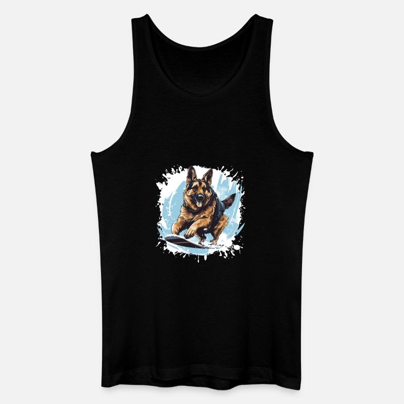 Schäferhund Hund Snowboard - Männer Bio Tank Top - Schwarz