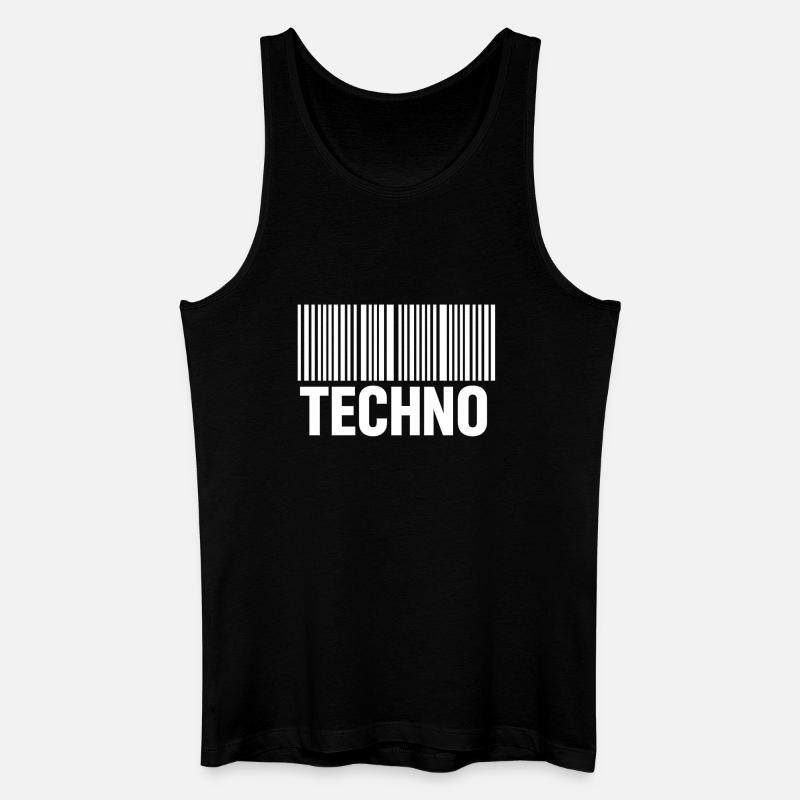 Techno Barcode Muster - Männer Bio Tank Top - Schwarz